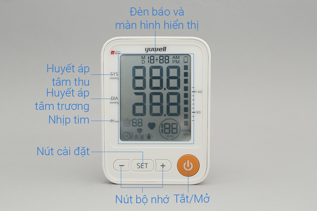Máy đo huyết áp bắp tay điện tử Yuwell YE650A Màu Trắng