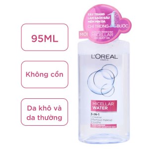 Nước tẩy trang 3 in 1 L'Oréal Micellar ẩm mượt da chai 95ml