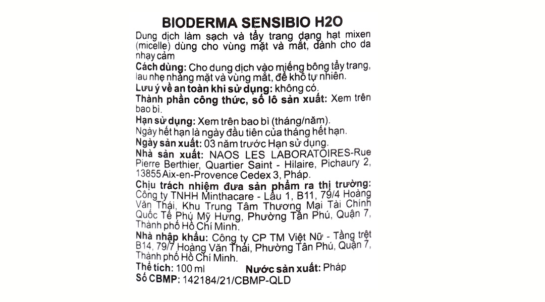 Nước tẩy trang Bioderma Sensibio H2O làm sạch sâu cho da nhạy cảm chai 500ml - 20