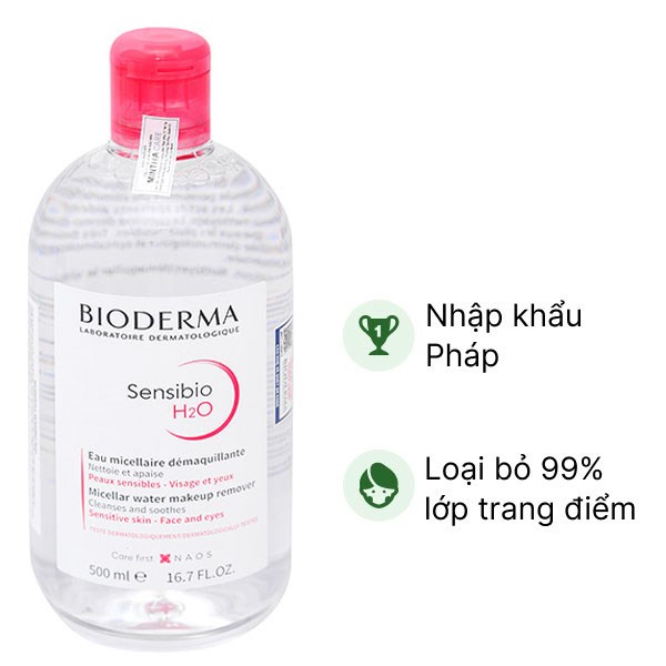 Nước tẩy trang Bioderma Sensibio H2O làm sạch sâu cho da nhạy cảm chai 500ml