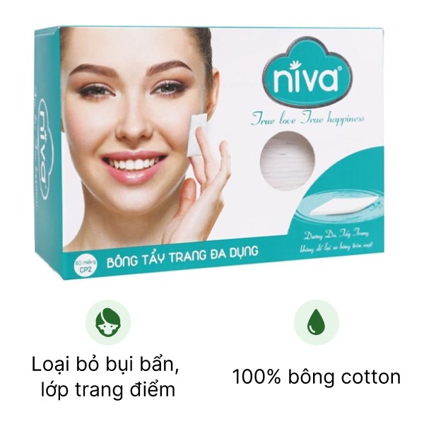 Bông tẩy trang đa dụng Niva an toàn, dịu nhẹ cho da hộp 80 miếng