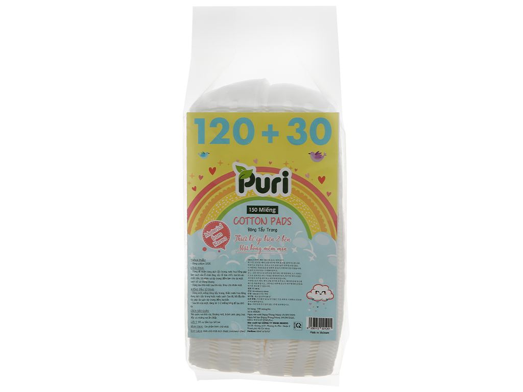 Bông tẩy trang Puri túi 150 miếng (giao màu ngẫu nhiên) 1