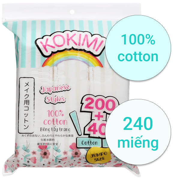 Bông tẩy trang vuông Kokimi 240 miếng