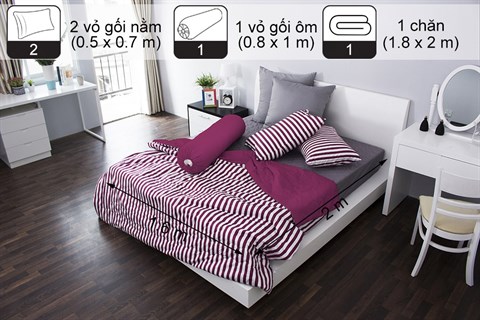 Bộ chăn drap cotton 1m6 x 2 m Cuscino CS149