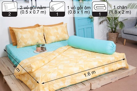 Bộ chăn drap cotton 1m6 x 2 m Cuscino CS178