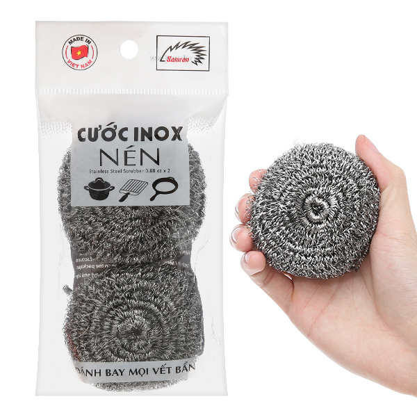 Gói 2 miếng cọ nồi cước inox nén Samran IN2 25g