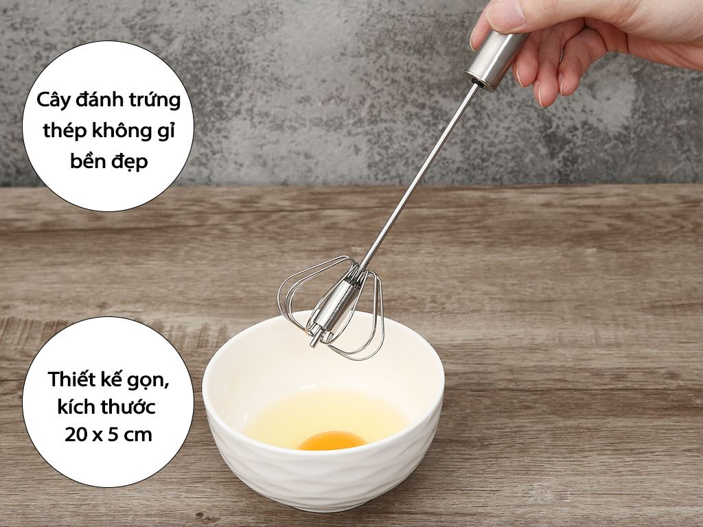 Cây đánh trứng ấn xoay nhỏ Chung Mộc Hùng 20cm 2
