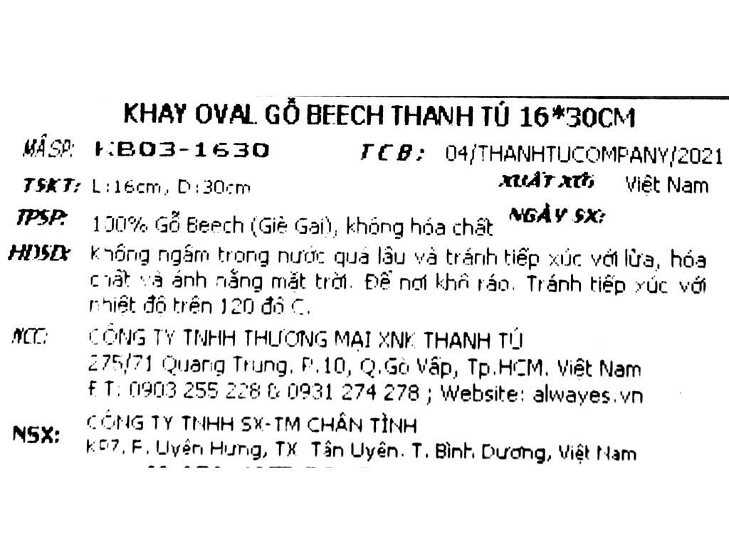 Khay oval gỗ beech Thanh Tú 16 x 30cm 7