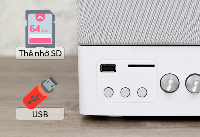 Loa vi tính 2.1 Enkor E900 Bạc - kết nối bộ nhớ lưu trữ