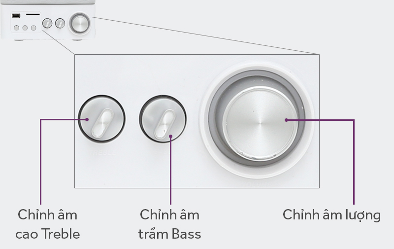 Loa vi tính 2.1 Enkor E900 Bạc - chỉnh âm lượng