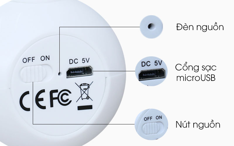 Loa Bluetooth Selfie iCutes MB-M515 Mèo Trắng - Nút ấn và cổng kết nối trên loa Loa Bluetooth Selfie iCutes MB-M515 Mèo Trắng - Nút ấn và cổng kết nối trên loa