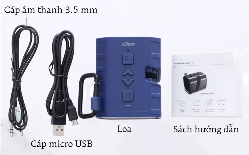 Loa Bluetooth eSaver U2 - Trọn bộ phụ kiện nhỏ đi kèm Loa Bluetooth eSaver U2 - Trọn bộ phụ kiện nhỏ đi kèm