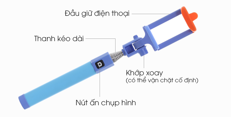 Gậy chụp ảnh Bluetooth Cosano HD-P7 - Các chi tiết trên thân gậy chụp ảnh Osmia OW5