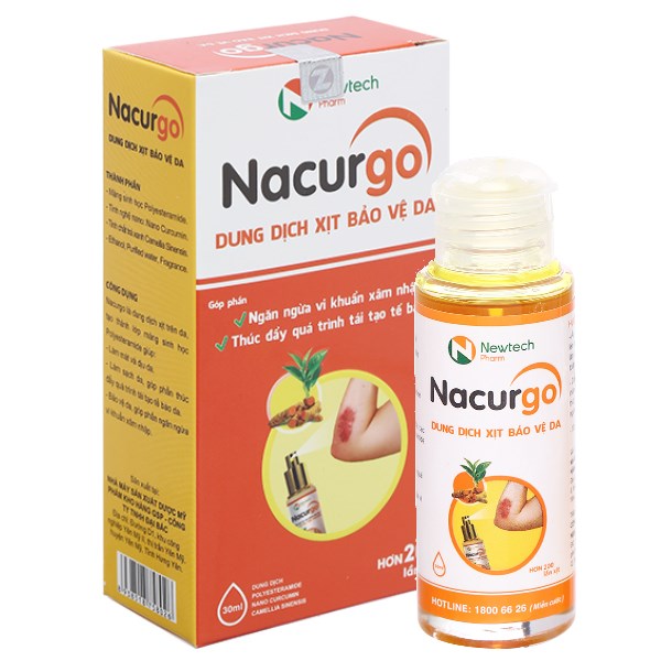 Dung dịch xịt Nacurgo bảo vệ, tái tạo da, ngừa vi khuẩn chai 30ml