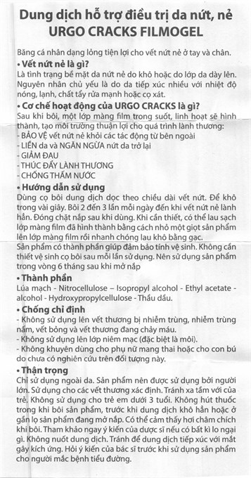Dung dịch Urgo Cracks Filmogel giúp liền da