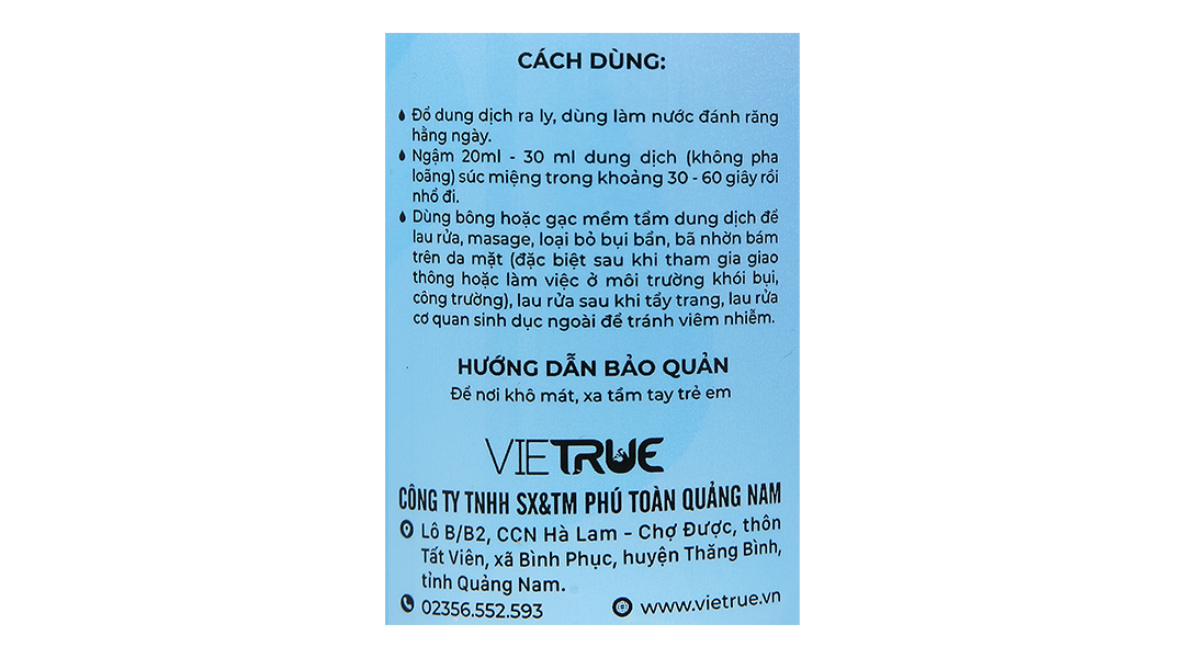 Nước muối Vietrue sát khuẩn, súc miệng