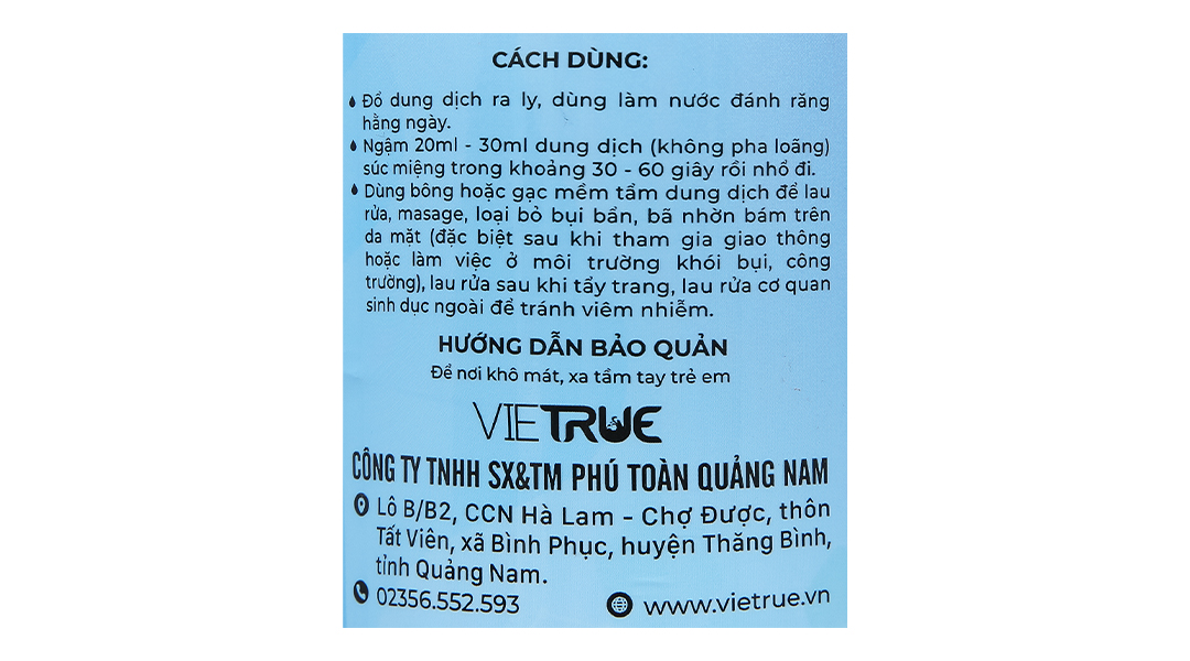 Nước muối Vietrue sát khuẩn, súc miệng