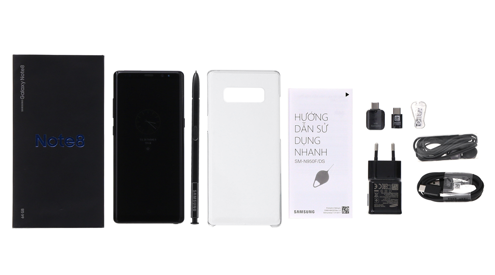 Bộ sản phẩm gồm: Hộp, Tai nghe, Sách hướng dẫn, Bút cảm ứng ( +Ngòi bút ) , Cáp, Cây lấy sim, Ốp lưng, Adapter chuyển USB ( Type C ) , Adapter chuyển Micro USB ( USB OTG )