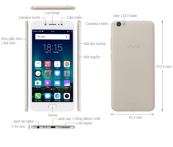 Vivo V5S - Chính Hãng, Giá Tốt, Có Trả Góp