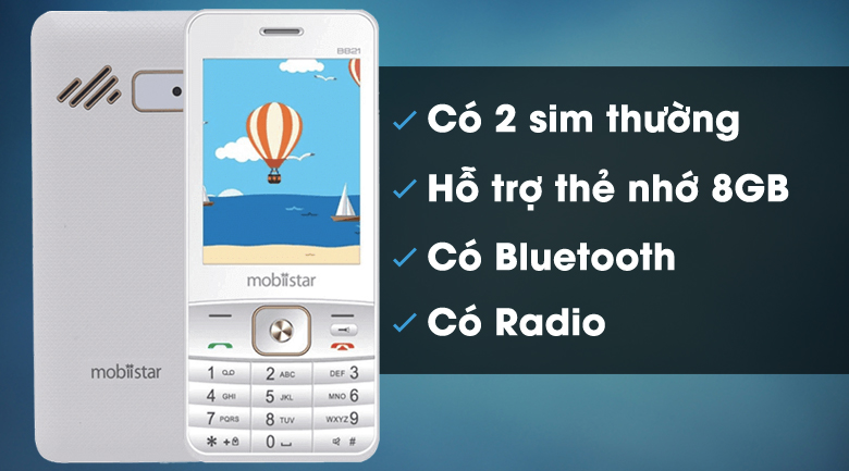 Điện thoại Mobiistar B821 Trắng