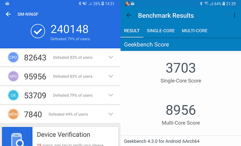 samsung note 9 antutu score