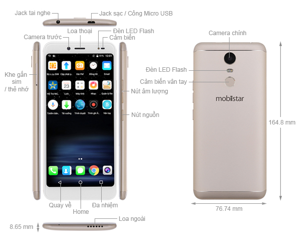 Điện thoại Mobiistar Prime X trắng giá ưu đãi tại điện máy Nguyễn Kim