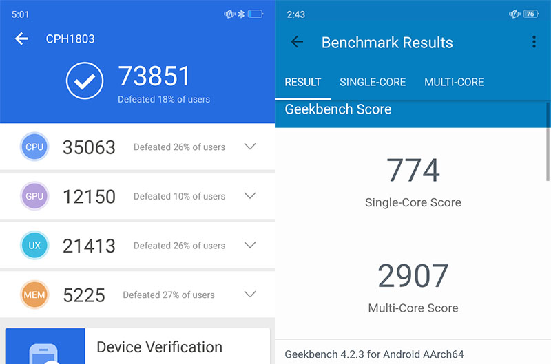 Điểm hiệu năng Antutu Benchmark trên điện thoại OPPO A3s