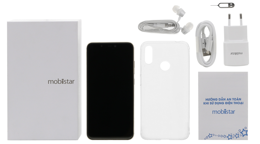 Bộ sản phẩm gồm: Hộp, Tai nghe, Sách hướng dẫn, Cáp, Cây lấy sim, Ốp lưng ( nhựa dẻo )