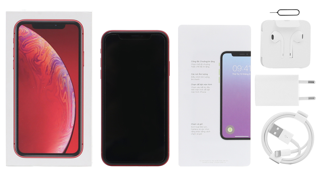 Bộ sản phẩm gồm: Hộp, Tai nghe, Sách hướng dẫn, Cáp, Cây lấy sim