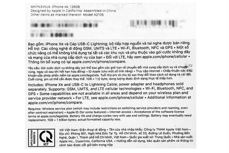 Điện thoại iPhone XR 128GB Màu Trắng