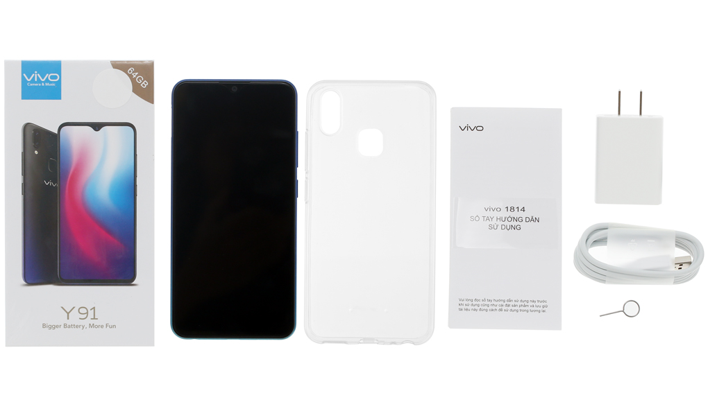 Bộ sản phẩm gồm: Pin, Sách hướng dẫn, Cáp, Cây lấy sim