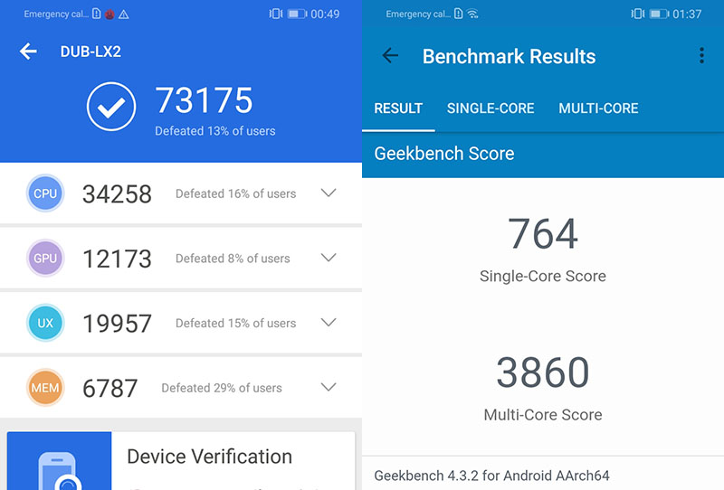 Điểm hiệu năng Antutu Benchmark trên Huawei Y7 Pro 2019 chính hãng