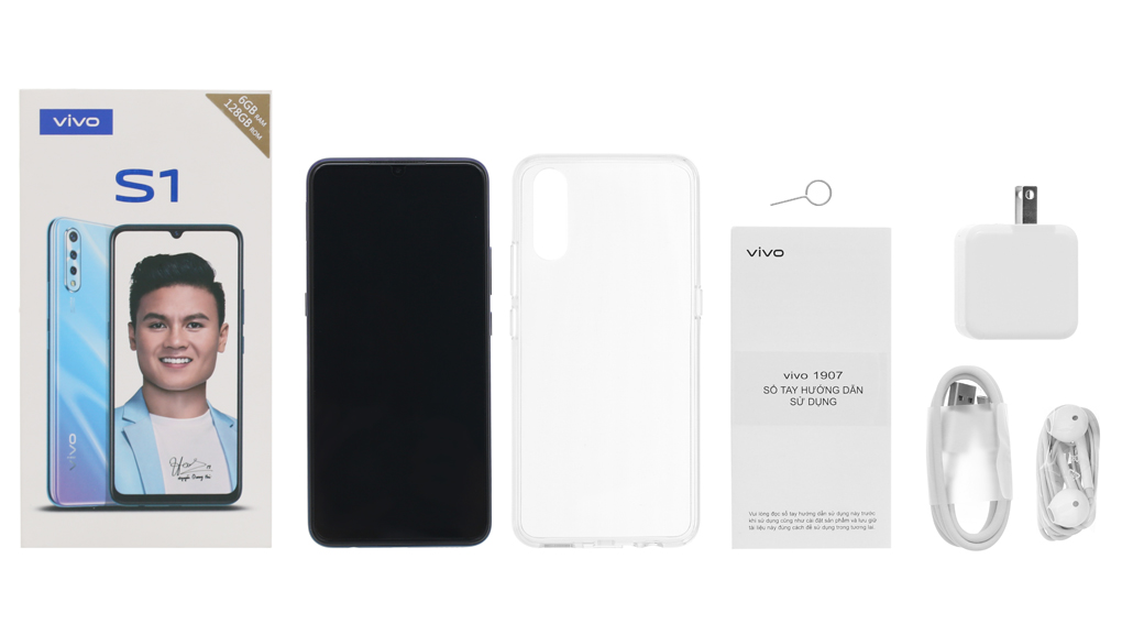 Bộ sản phẩm gồm: Hộp, Tai nghe, Sách hướng dẫn, Cáp, Cây lấy sim, Phiếu bảo hành