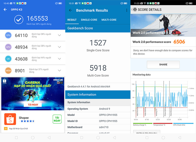 Điện thoại Oppo K3 | Điểm Antutu Benchmark