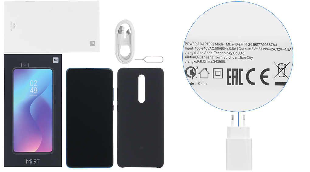 Bộ sản phẩm gồm: Hộp, Sách hướng dẫn, Cáp, Cây lấy sim, Ốp lưng