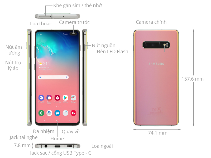 Samsung Galaxy S10+ 128GB Bạc Đa Sắc