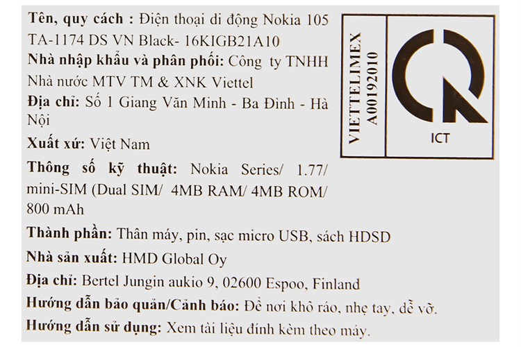 Điện thoại Nokia 105 Dual SIM