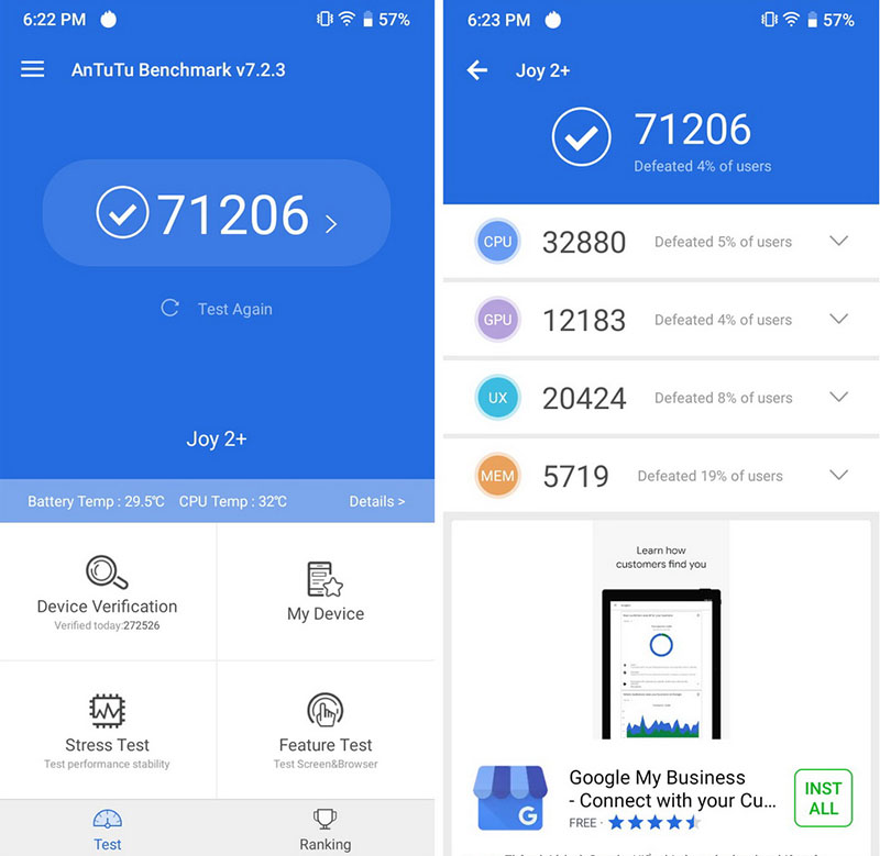 Điện thoại smartphone Vsmart Joy 2+ | Hiệu năng Antutu Benmark Điện thoại smartphone Vsmart Joy 2+ | Hiệu năng Antutu Benmark
