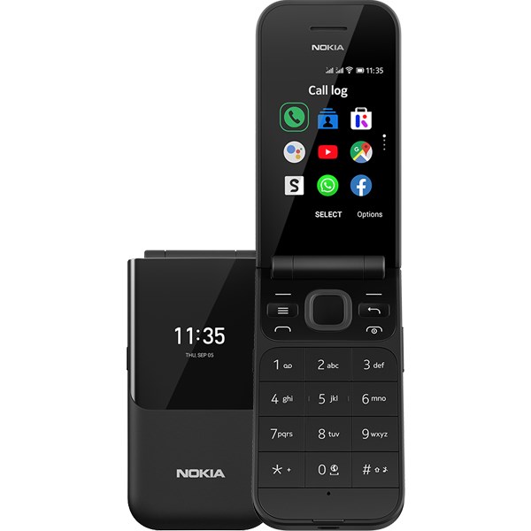 Custodia In Stoffa Morbida Con Catena E Chiusura Per Nokia 2720 Flip (2019) – Colore Nero