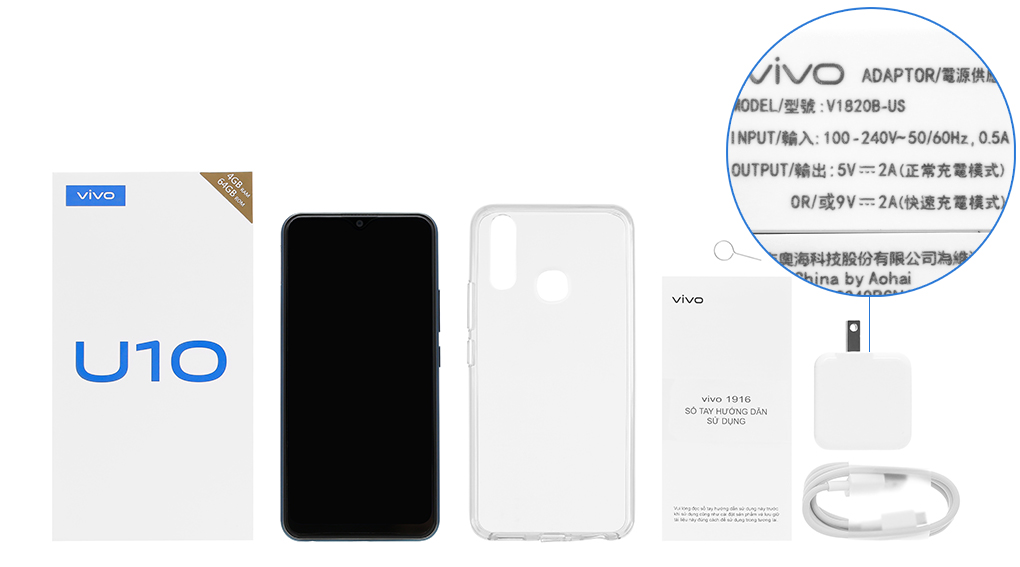 Bộ sản phẩm gồm: Hộp, Sách hướng dẫn, Cây lấy sim, Ốp lưng, Cáp microUSB, Củ sạc nhanh rời đầu Type A