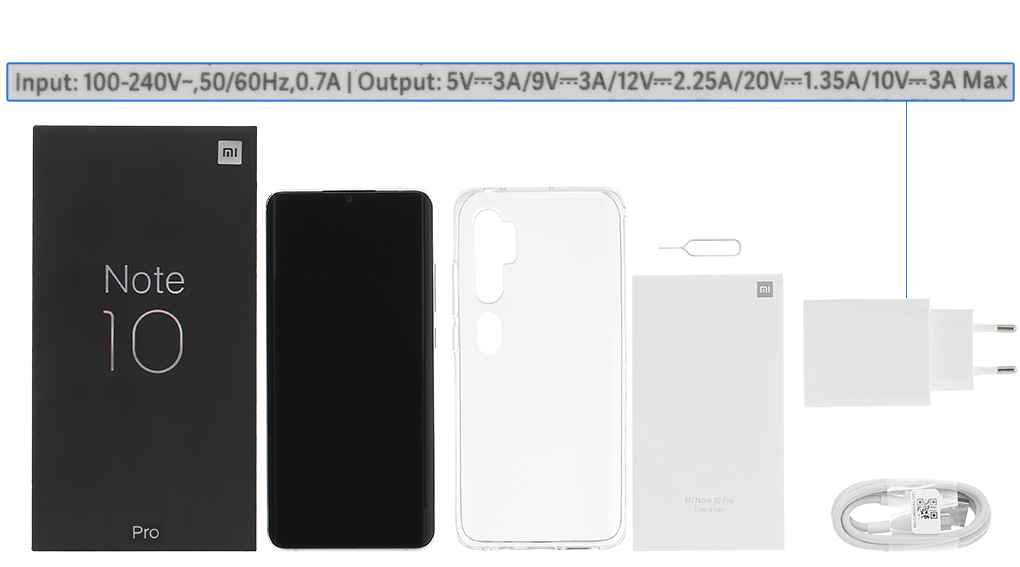 Bộ sản phẩm gồm: Hộp, Sách hướng dẫn, Cáp, Cây lấy sim, Ốp lưng