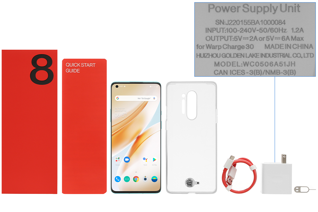 Bộ sản phẩm gồm: Hộp, Sách hướng dẫn, Cây lấy sim, Ốp lưng, Cáp Type C, Củ sạc nhanh rời đầu Type A