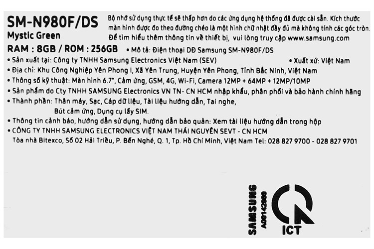 Điện thoại Samsung Galaxy Note 20