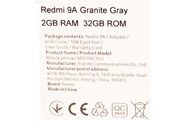 Điện thoại Xiaomi Redmi 9A Màu Xám
