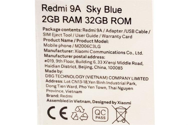 Điện thoại Xiaomi Redmi 9A Màu Xanh Dương