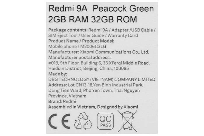 Điện thoại Xiaomi Redmi 9A Màu Xanh lam