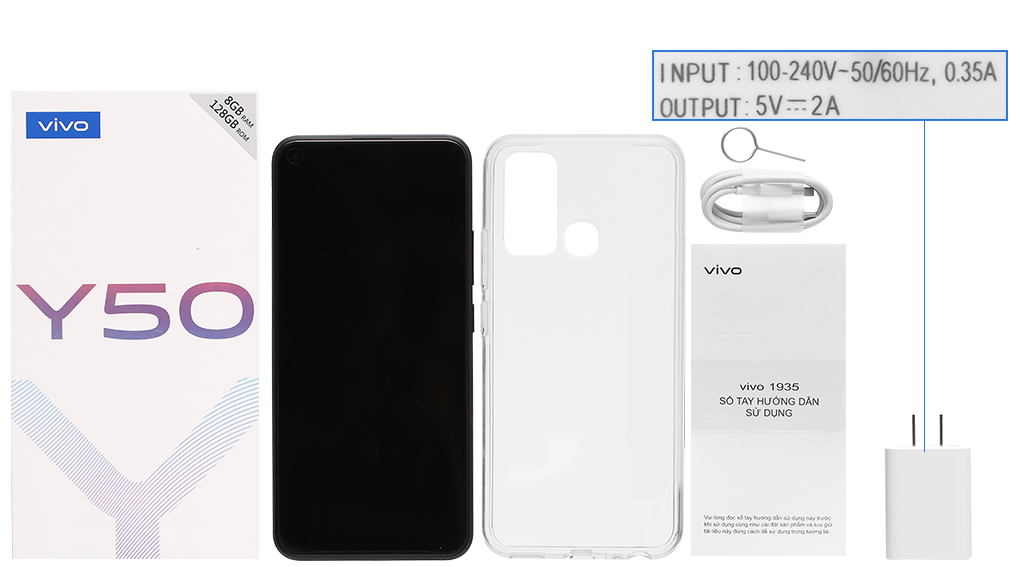 Bộ sản phẩm gồm: Hộp, Sách hướng dẫn, Cây lấy sim, Ốp lưng, Cáp Type C, Củ sạc nhanh rời đầu Type A