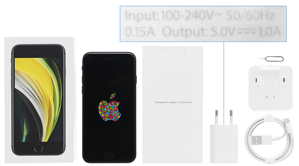 Bộ sản phẩm gồm: Hộp, Sách hướng dẫn, Cây lấy sim, Cáp Lightning - Type A, Củ sạc rời đầu Type A, Tai nghe dây