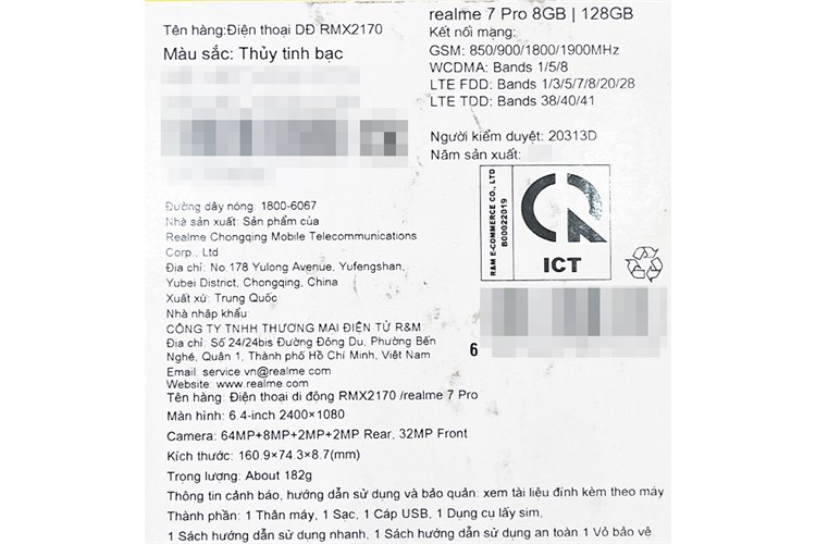 Điện thoại realme 7 Pro Màu Bạc