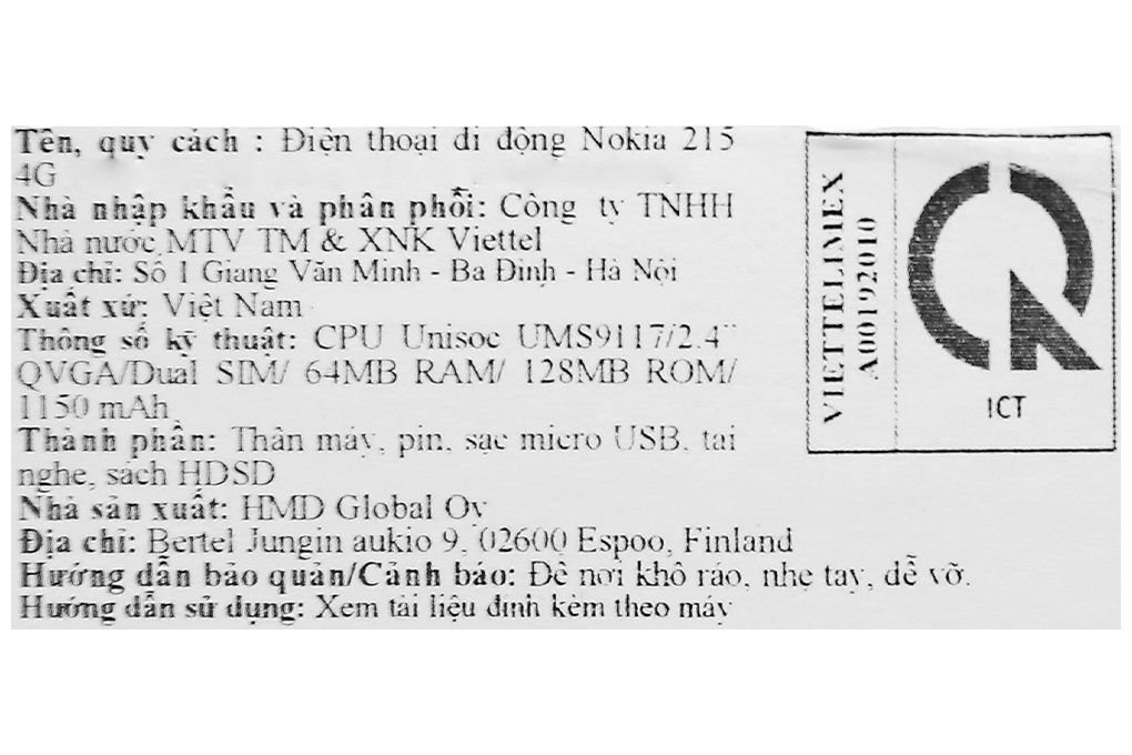 Điện thoại Nokia 215 4G Màu Xanh ngọc